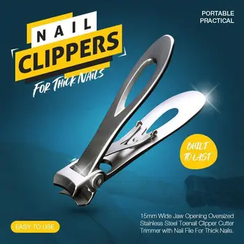 1PCS cortadores de Uñas Para Uñas Gruesas Negro/Plata de Acero Inoxidable Profesional Nail Clipper Cortador de Alta Calidad Manicura Trimmer