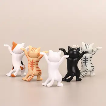 Gato de dibujos animados sostenedor de la pluma de baile gato hecha a mano de dibujos animados encantadora gatita de juguete muñeca de adorno de la oficina de sostenedor de la pluma Modelo de Figura