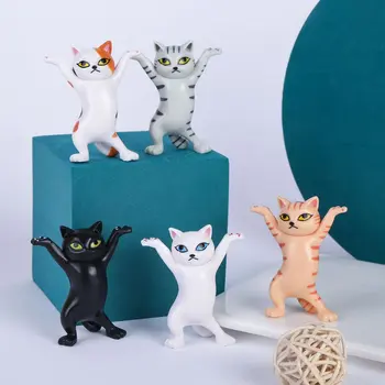 Gato de dibujos animados sostenedor de la pluma de baile gato hecha a mano de dibujos animados encantadora gatita de juguete muñeca de adorno de la oficina de sostenedor de la pluma Modelo de Figura