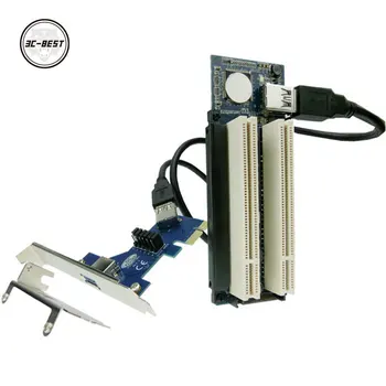 PCIe x1 x4 x8 x16 Dual PCI ranuras de adaptador pci express 2 tarjeta pci Con USB 3.0 Cable Extensor para el paralelo serial de la tarjeta de sonido