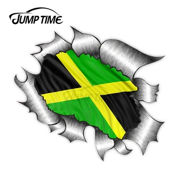 Tiempo de salto Arrancó Roto Diseño de Metal Con Jamaica Bandera de Jamaica Motivo Externo de Vinilo de la etiqueta Engomada del Coche 1 para Windows Parachoques