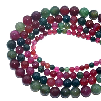Mayoristas de Piedra Natural Colorido Turmalina Ágatas Ronda Perlas 4 6 8 10 12 MM de selección de Tamaño Para la Fabricación de la Joyería DIY Collar Pulsera