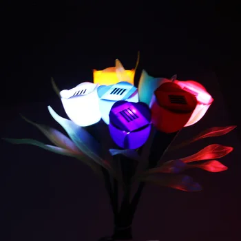 3pcs Solar Tulip Flor de Luz LED Multi-Color al aire libre Impermeable Jardín Patio de la Ruta de Césped Insertar Luz Solar Decoración