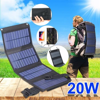 Puertos USB 20W Cargador Solar Plegable Portátil de energía Solar Cargador de Teléfono con SunPower Panel Solar Compatible forTravel de picnic al aire libre