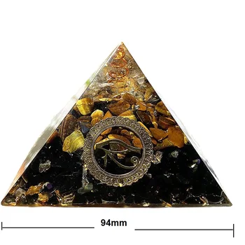 (94 MM) de la Pirámide del Tigre Ojo de Peridoto la Curación de Cristal de la Energía Orgonite EMF Protección de la Meditación de la Herramienta
