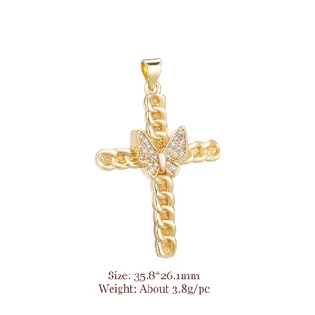 Cruces Colgantes de Mano de la Joyería de Circón Cruz de Oro Encantos DIY Collar Pulsera Accesorios Suministros