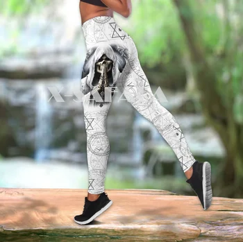 El dios De la Muerte Cráneo de Dos piezas de Yoga de la Mujer a la Impresión 3D de Chaleco Hueco parte Superior del Tanque de Cintura Alta Legging de Verano Casual Sport
