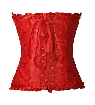Sapubonv corsés y bustiers shapewear lencería corsé overbust más el tamaño de brocado de mujeres sexy corsé de la vendimia 6xl rojo negro verde