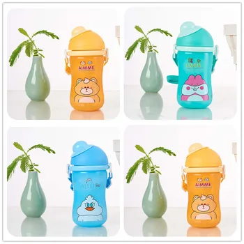 Libre de BPA Con Tapa Transparente Personalizado con Aislamiento de Plástico Moderno Kawaii Animales Conejo León Gatos Niños Bebé Botellas de Agua 350 ml de Regalo