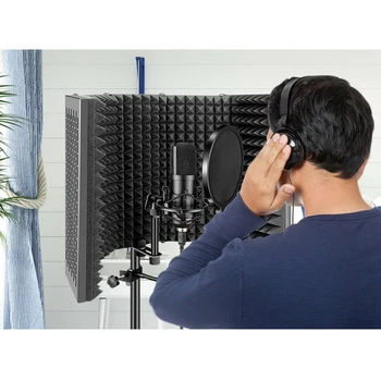 Micrófono Filtro De Espuma De La Capa De Estudio De Grabación Del Micrófono Parabrisas Grabaciones Vocales Del Panel De Aislamiento Acústico De Espuma De Panel