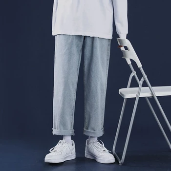 Los hombres pantalones Vaqueros Sólido de la Moda Vintage Recta Fresco del Dril de algodón Pantalones de Todos-partido de la Calle Alta de Más el Tamaño de S-3XL Harajuku Streetwear Chic Masculino