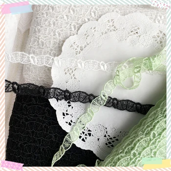 En blanco y negro bordado de flores estrecho de encaje DIY hechos a mano ropa de bebé collar collar material