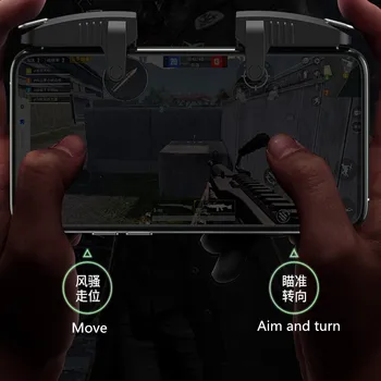 K05 ABS control de Juego de Accesorios Fr PUBG Gamepad Joystick Gatillo Objetivo de Disparo Manejar L1R1 Tecla Aux Botón de Fuego para IOS, Android