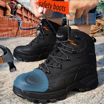 CUNGEL los Hombres de Invierno de los Zapatos de Seguridad punta de Acero Casual Zapatos a Prueba de pinchazos Peso de la Luz de Seguridad en el Trabajo en Zapatillas de deporte Para los Hombres