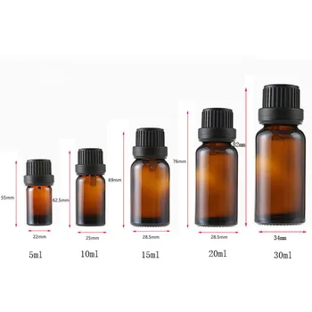 6Pcs 5ml 10ml 15ml 20ml 30ml de Vidrio Ámbar de Aceite Esencial de Botellas Frascos Gotero, con Tapa de Orificio Para la Aromaterapia Muestras de Perfume