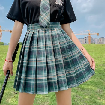 Chica japonesa de Verano de Estilo Preppy Mujeres Conjunto de Dos Piezas de Manga Corta Camisa de Cuadros Mini Falda de los Estudiantes Lindo Uniformes 2021 JK1002