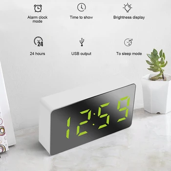 Reloj Despertador Digital Espejo Reloj Led Regulable Electrónica Digital Reloj De Escritorio Para Niños Dormitorio Salón Cocina Bar Temporizador De Reloj