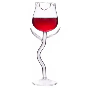 Copa de vino Exquisito Base Estable y Transparente Rosa la Forma del Cáliz de la Copa por Parte de la Barra de Vidrio Vaso de Vaso de Regalo para la Novia