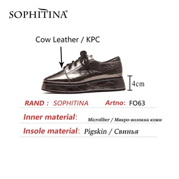 SOPHITINA Talones de la Plataforma Bombas de Zapatos de Estilo Conciso de Cuero Genuino Metálicos Vestido de Suave Primavera Otoño 2021 Zapatos Nuevos FO63
