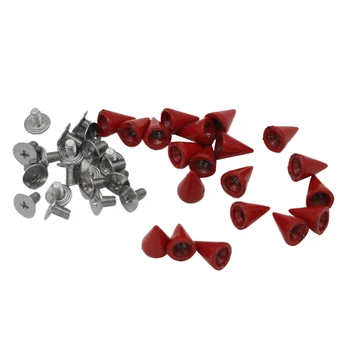 20 Conjuntos de 7x10mm Manchas Rojas en Forma de Cono Tornillo Clavos de Metal del Remache Picos