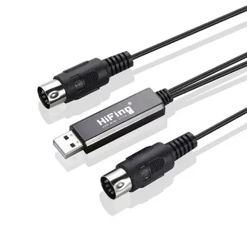 HiFing USB-MIDI Interface Convertidor/Adaptador de 5-PIN DIN Cable MIDI para PC/ ordenador Portátil/ Mac
