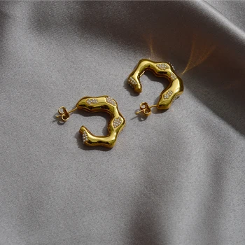 2021 de la Moda Caliente de la Famosa Marca de Diseñador de Latón de la Perla Irregular de Onda Trenzado de Oro 18K Aretes Para las Mujeres de Lujo de la Joyería de la Tendencia