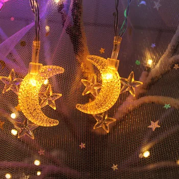 Luna Estrella de la Cadena de Luces LED de Luces de Hadas Decorativos de la Fiesta de la Boda de Jardín de Casa Habitación al aire libre de Interior de la Decoración de Navidad, Ramadán