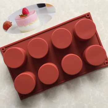 8 Celosías de Forma Redonda del Molde de la Torta del Molde 3D DIY de Silicona Jabón de Chocolate Muffin Cupcake Moldes para Hornear Pasteles de Decoración de Torta de Herramientas