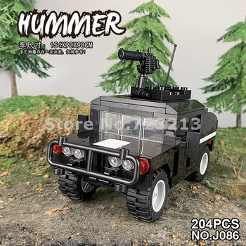 Militar 15.4 cm de Coche Hummer Jeep Accesorios 204pcs Vehículo de Ruedas SWAT MOC Bloques de Construcción del Modelo de Ladrillo Juguetes de los Niños