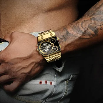 Oulm Nuevo Reloj de Cuarzo HT9315 Hombres Militares relojes de Pulsera de Lujo de la Marca de Oro Completa de Acero de los Hombres de los Relojes Relogio Masculino