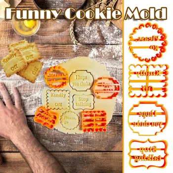 Cookie Moldes Con Buenos Deseos Cookie Herramientas Para Hornear en moldes de Galleta de Silicona Dulces Formulario con Divertido e Irreverente Frases D8