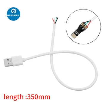 USB 2.0 Tipo a Macho a 4 Hilos Abiertos por Cable Con el Escudo de la Trenza para el BRICOLAJE OEM Blanco 350 mm