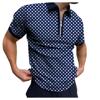 Camisas de Polo de los Hombres de la Cremallera de Manga Corta de Stand-up Collar de la Cremallera de la Ropa de Moda Cool Delgado de los Hombres Camisas de Polo 2021 Verano Tapas Nuevas