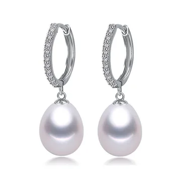 ZHBORUINI 2021 Pendientes de Perlas Genuinas de agua Dulce Natural de la Perla de la Plata Esterlina 925 Aretes Para Mujer de la Joyería Pendientes de la Gota