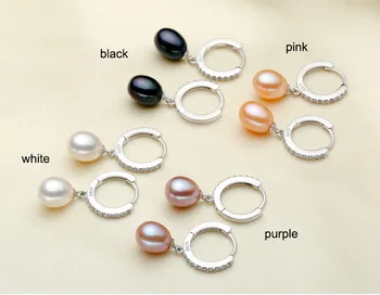 ZHBORUINI 2021 Pendientes de Perlas Genuinas de agua Dulce Natural de la Perla de la Plata Esterlina 925 Aretes Para Mujer de la Joyería Pendientes de la Gota