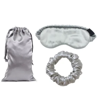 3PCS/Set Real de la Seda Eyemask el Sueño de los Ojos de la Cubierta de la Máscara de 22MM de Seda de Morera de Tela Suave y Cómoda de las Mujeres Lazo de Pelo Para Viajar