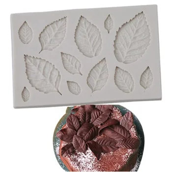 DIY hoja de inflexión de azúcar en la torta de la hornada líquido gel de sílice tamaño del molde de las hojas de la planta de la colección de gel de silicona del molde