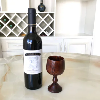 2PCS/Lot de madera cubilete de vino clásica ronda de vino de madera de vidrio redondo de madera sólida de la copa de la casa destacados de la copa de madera