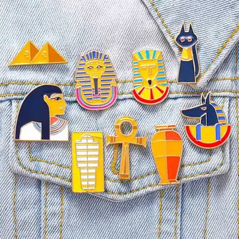 Creativo El Antiguo Egipto, La Pirámide Del Faraón Esmalte Divertido Momia Gato Broches Pernos De La Solapa De Las Chaquetas De Mezclilla Camisetas De Decoración Insignias De Regalo