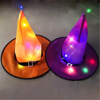1pcs Brillante de Halloween Fiesta de las Luces LED Sombrero Puede Ser Usado en La Cabeza o Como Un Colgante Bruja Sombrero Garden Hotel de la Boda Decoración