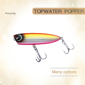 De Estilo japonés Topwater Popper Señuelo de la Pesca de 45Mm 3G Hundimiento de Flujo 2 Agudos Ganchos de Pesca Artificial Duro Cebo QOOP45 Mota