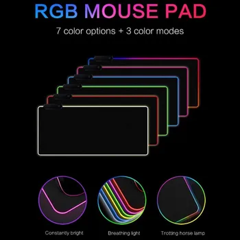 LED Cojín de Ratón de Luz RGB Grande y Suave Gaming Mouse Gamer Antideslizante Brillante Teclado del ordenador Portátil de la Estera Fresca Para los Ratones luz de fondo Muismat