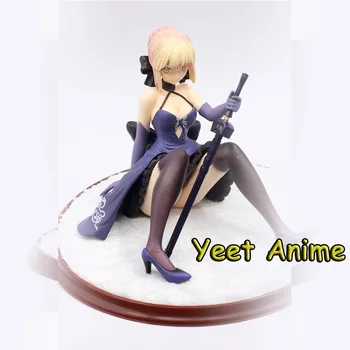Japón Anime Estatuilla de 18CM de Fate/stay Night Saber la Posición de Sentado Tomar la Espada del DESTINO Colección De Adornos Estatuilla de Juguetes Regalos