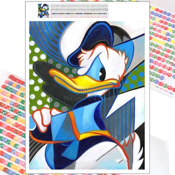 5D BRICOLAJE Diamante de Lleno a la Pintura Cuadrado Redondo Pato Donald Animal Bordado Kit Completo Mosaico de dibujos animados de los Niños de Disney hechos a Mano