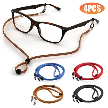 Ajustable Correa de Gafas Titular 4-pack de Cuero de la PU Antideslizante Gafas Gafas de Retención de la Cadena Collar de Cordón de Almacenamiento