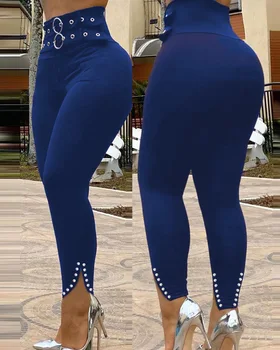 2021 de las nuevas Mujeres de Cintura Alta del Flaco Elástico Lápiz Pantalones con Cinturón de Damas Sexy Slim Fit Polainas de las Mujeres de Cadera Eleva los Pantalones Largos