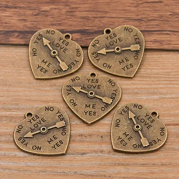 10PCS 22*22 mm de Bronce Antiguo Vintage de Metal de Aleación de Zinc Corazón Steampunk Reloj Encantos Para DIY Collar Pulsera de la Joyería