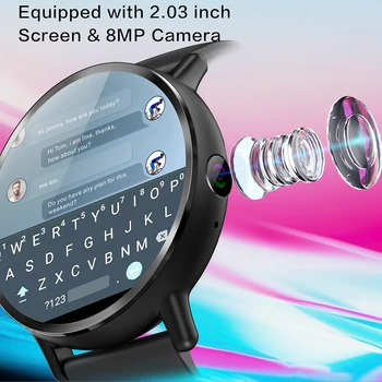 4G Reloj Inteligente Android 7.1 Con GPS de la Tarjeta Sim WIFI 2.03 Pulgadas de Pantalla, Cámara de 8 mp de la Frecuencia Cardíaca Smartwatch para Hombres, Mujeres