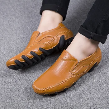 2021 Caliente de los Hombres Casual Zapatos de la Marca de Lujo de Verano de Cuero Genuino de Mocasines para Hombre Verano Transpirable Antideslizante en los Hombres Zapatos de Conducción de Gran Tamaño