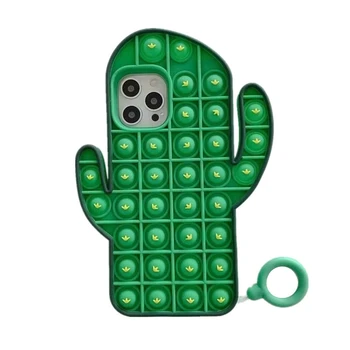 Aliviar el Estrés Juguetes Cactus Burbuja Empuje Suave de la caja del Teléfono Para el iPhone 8 7 6 6 Plus 5S SE 2020 11 12 Pro X XR XS Max Cubierta de Silicona